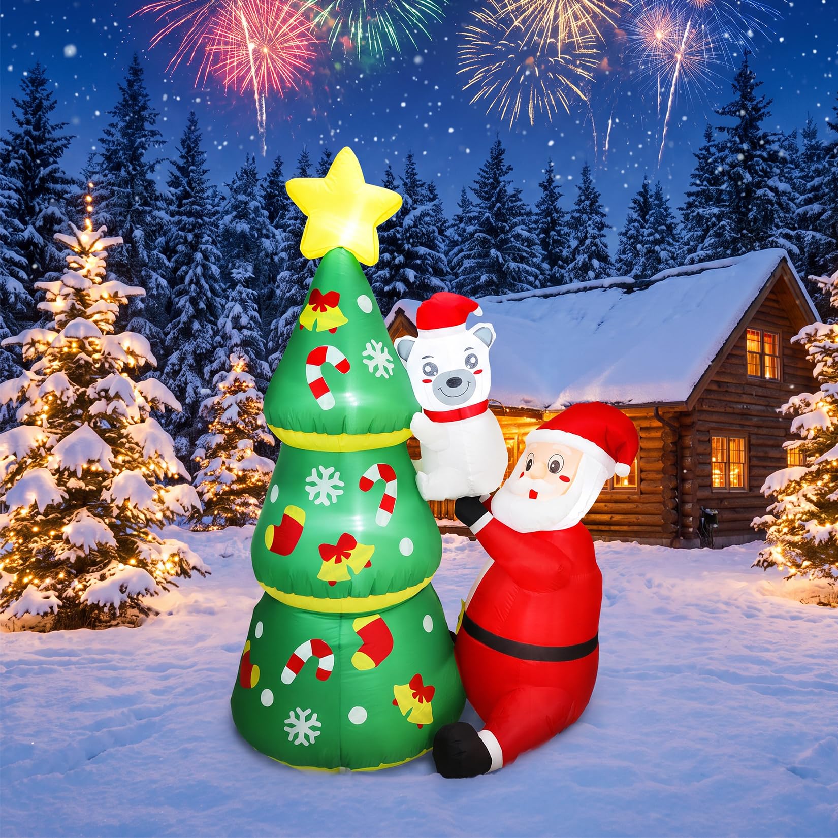 Outdoor Lighting Effects - 6ft LED Light-Up Inflatable Christmas Tree