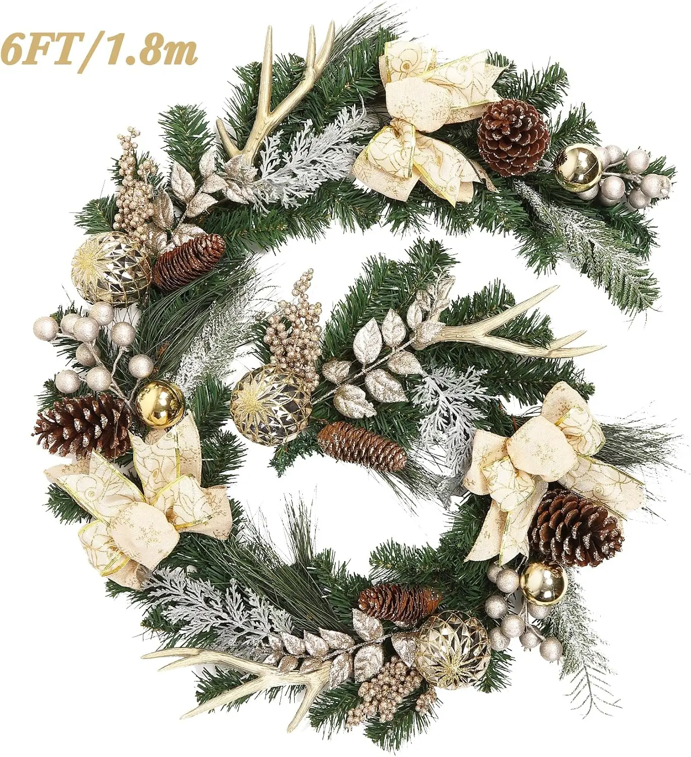 Outdoor Lighting Effects - Garvee 6 ft Pre-Lit Christmas Garland