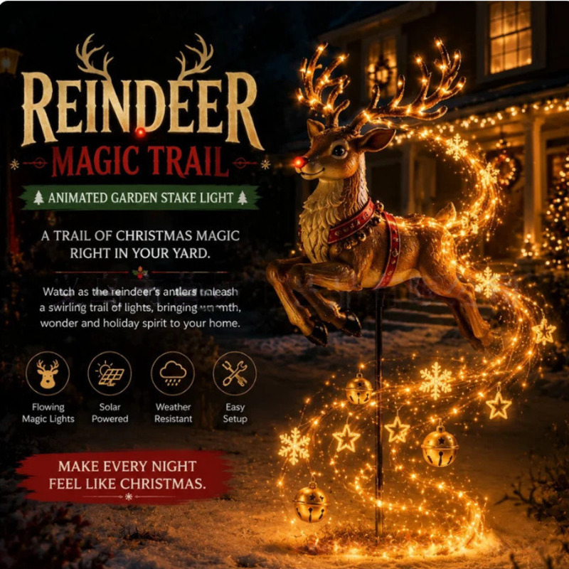 Outdoor Lighting Pathway - Solar LED Christmas Santa Sleigh, Light
