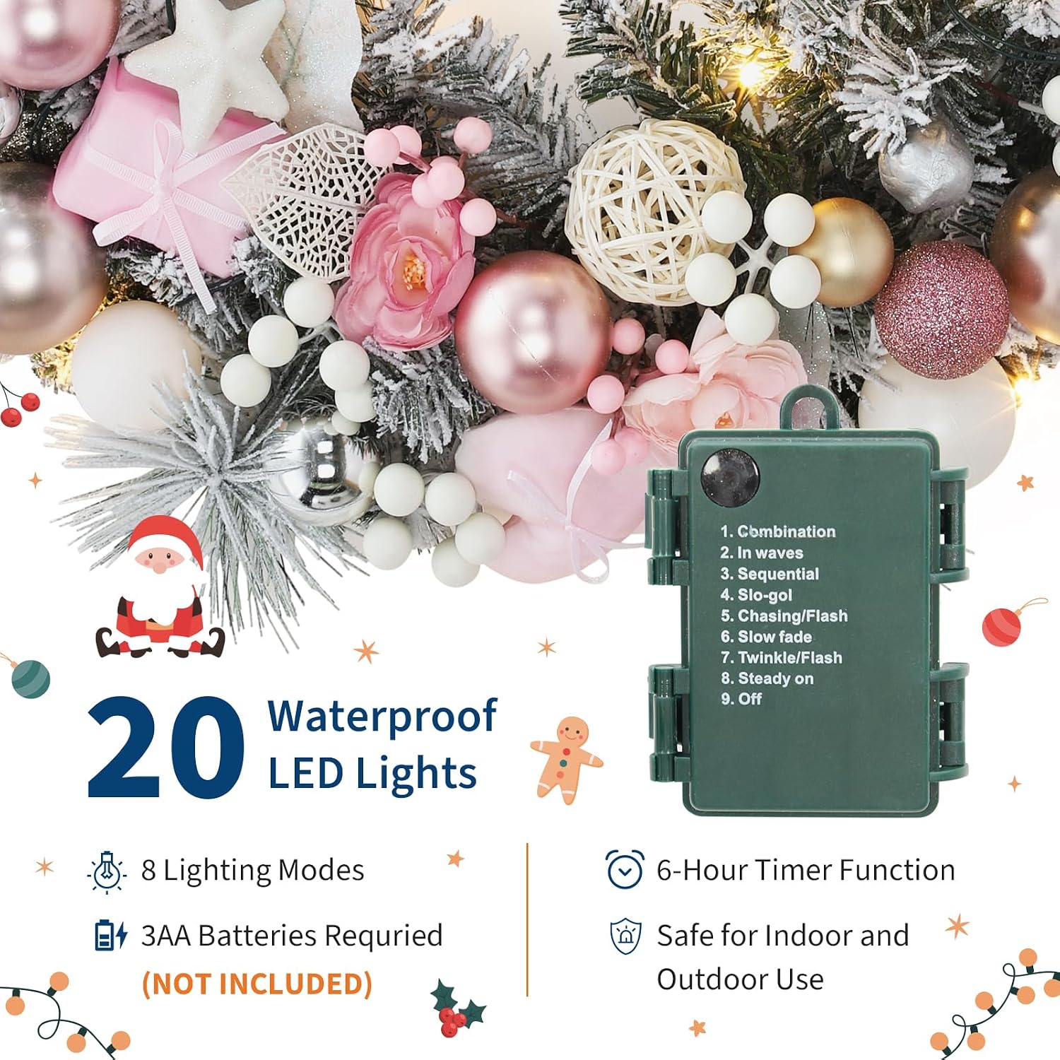 Garvee 24 INCH Christmas Wreat - Outdoor Lighting Effects review and price