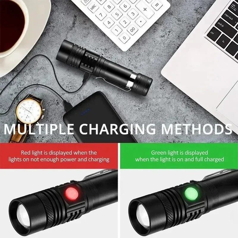 T6 LED Rechargeable Flashlight - Outdoor Lighting Black review and price